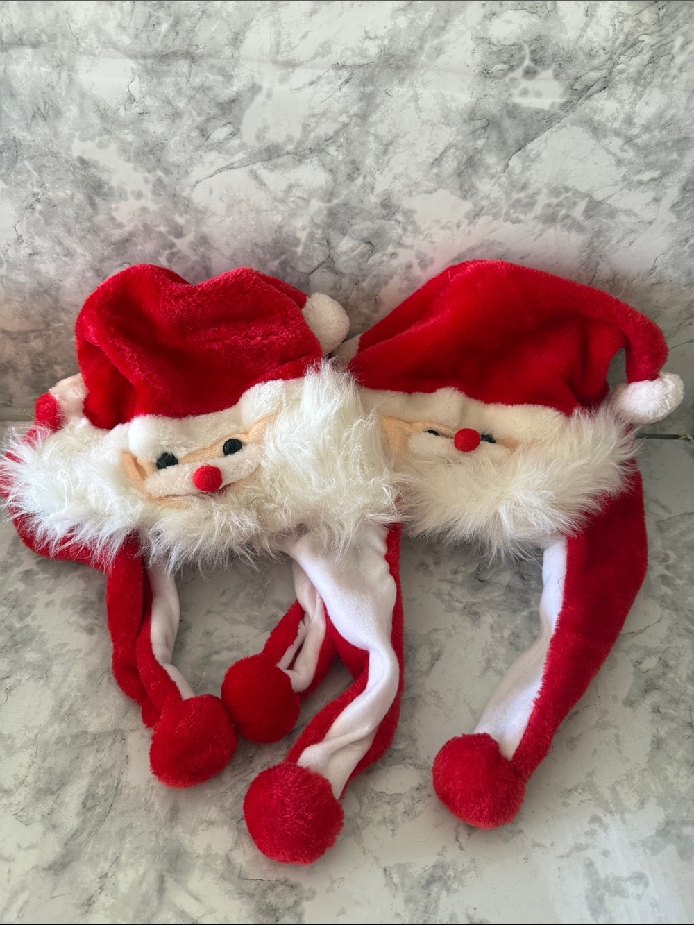 Plush Santa Hat with Pom-Poms - Red. New no tags. Retail $15 each